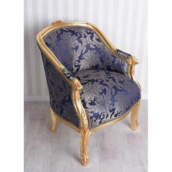 BERGERE EN CONFESSIONAL POLTRONA BAROCCA FIORI BLU