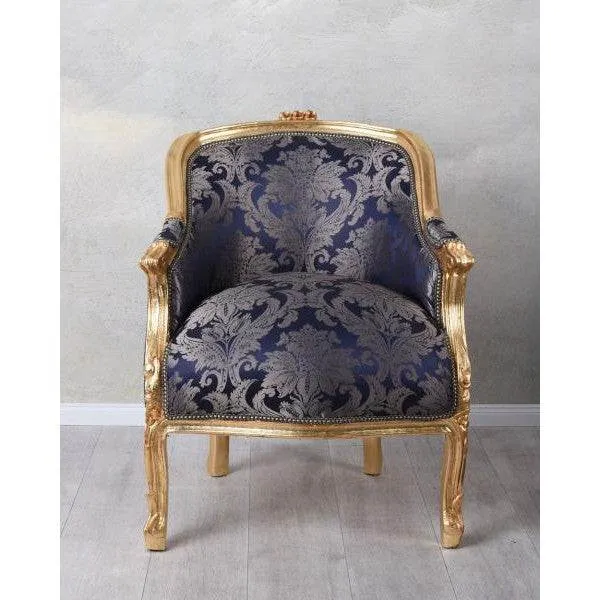 BERGERE EN CONFESSIONAL POLTRONA BAROCCA FIORI BLU
