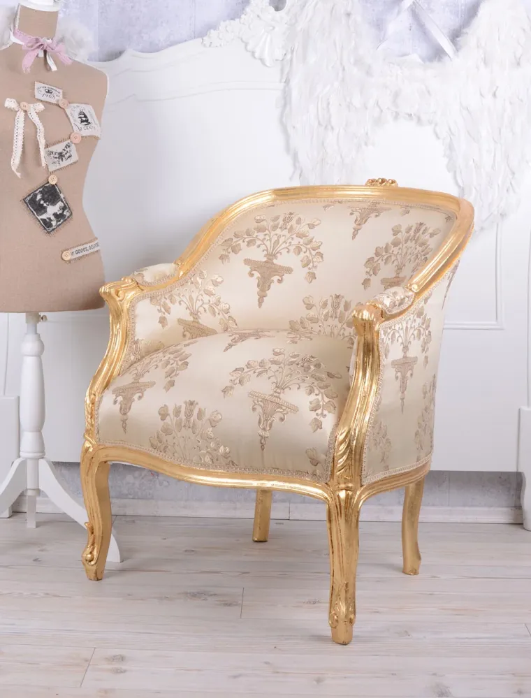 BERGERE EN CONFESSIONAL POLTRONA BAROCCA ORO CHIARO