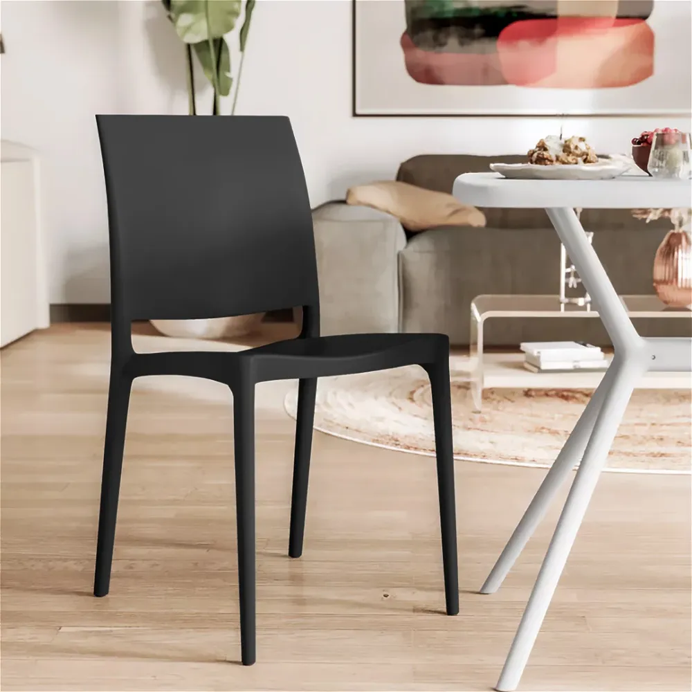BUYBUY Sedia Roma PP , robusta e moderna, impilabili Nera ROM001B