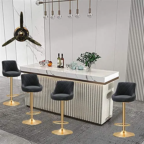 Sgabelli da Bar Sedia 2pcs Bar Sgabelli Regolabili, Flannelette 360 Sedie ° Swivel Bar, con Schienale Contatore Altezza de...