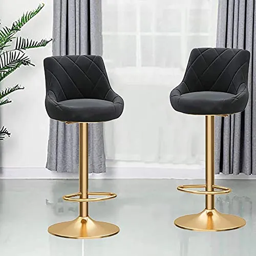 Sgabelli da Bar Sedia 2pcs Bar Sgabelli Regolabili, Flannelette 360 Sedie ° Swivel Bar, con Schienale Contatore Altezza de...