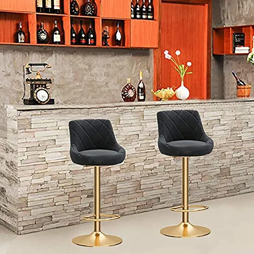 Sgabelli da Bar Sedia Set di 2/4 Sedia da bar flanella, Sollevamento meccanico Sedia barre rotante 360 °, sedia girevole d...