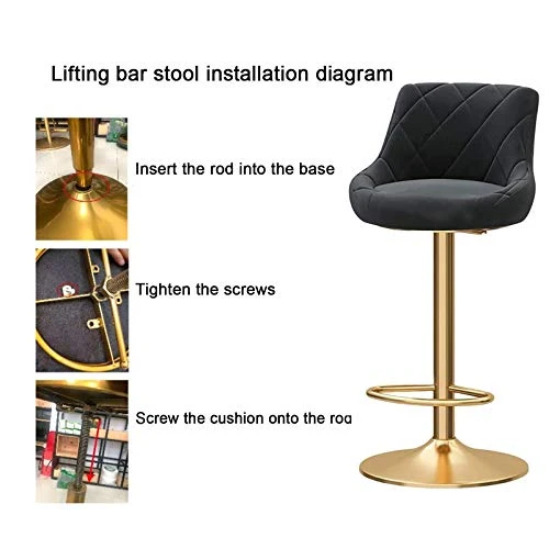 Sgabelli da Bar Sedia Set di 2/4 Sedia da bar flanella, Sollevamento meccanico Sedia barre rotante 360 °, sedia girevole d...