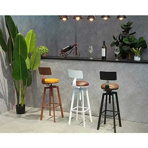 C-J-X STOOL/CHAIR Sgabelli da Bar Stile Industriale, Sgabelli da Bar Ferro Art Spin con Schienale Sgabello da Bar per Cola...