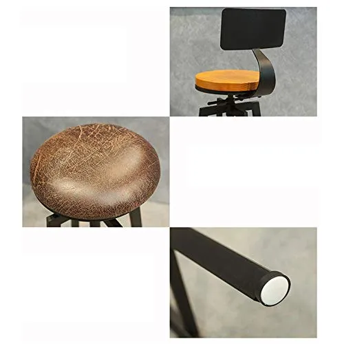 C-J-X STOOL/CHAIR Sgabelli da Bar Stile Industriale, Sgabelli da Bar Ferro Art Spin con Schienale Sgabello da Bar per Cola...
