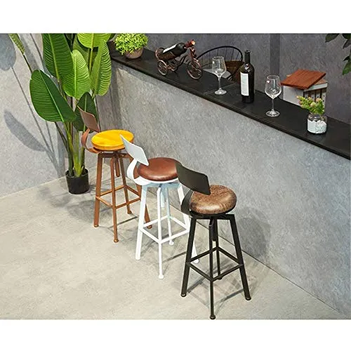 C-J-X STOOL/CHAIR Sgabelli da Bar Stile Industriale, Sgabelli da Bar Ferro Art Spin con Schienale Sgabello da Bar per Cola...