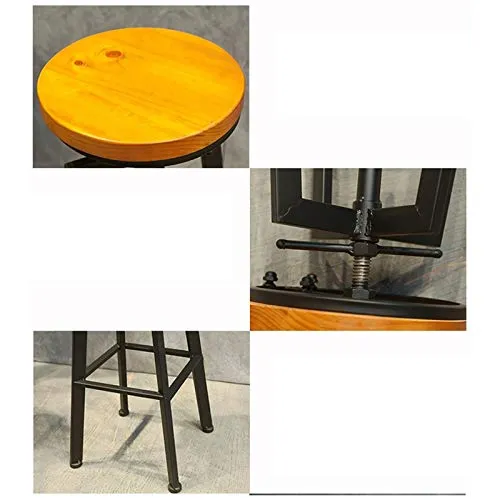 C-J-X STOOL/CHAIR Sgabelli da Bar Stile Industriale, Sgabelli da Bar Ferro Art Spin con Schienale Sgabello da Bar per Cola...