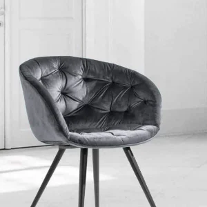 Cabiria 4G - Poltroncina sedia moderna rivestita velluto cm 62x52x80h