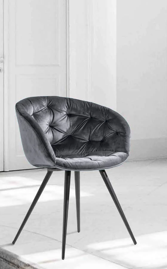 Cabiria 4G - Poltroncina sedia moderna rivestita velluto cm 62x52x80h