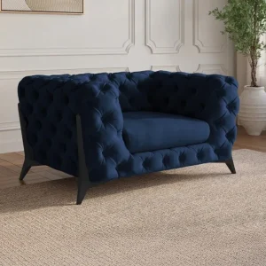 Poltrona imbottita Chesterfield velluto blu CARMEN CABO