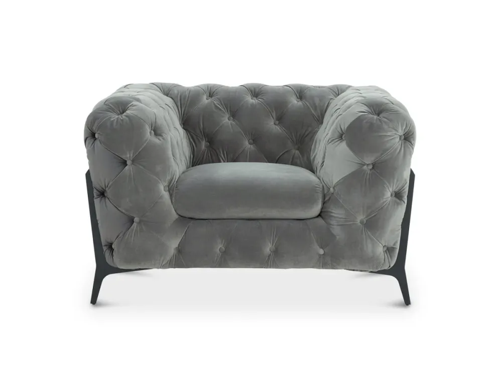 Poltrona imbottita Chesterfield velluto grigio CARMEN CABO