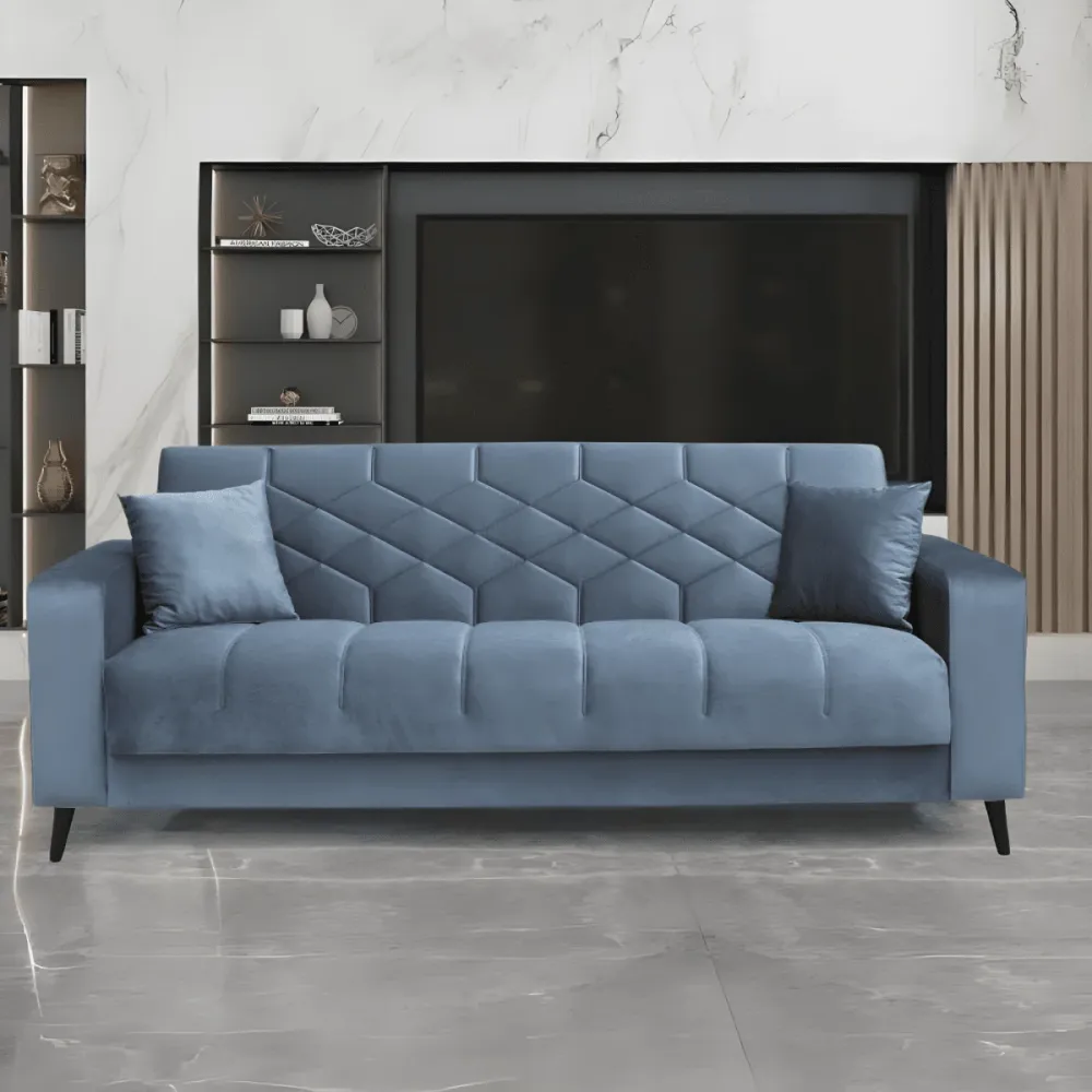 Divano moderno prontoletto 3 posti "Lisa" velluto da soggiorno cm 225x85 84h Capaldo