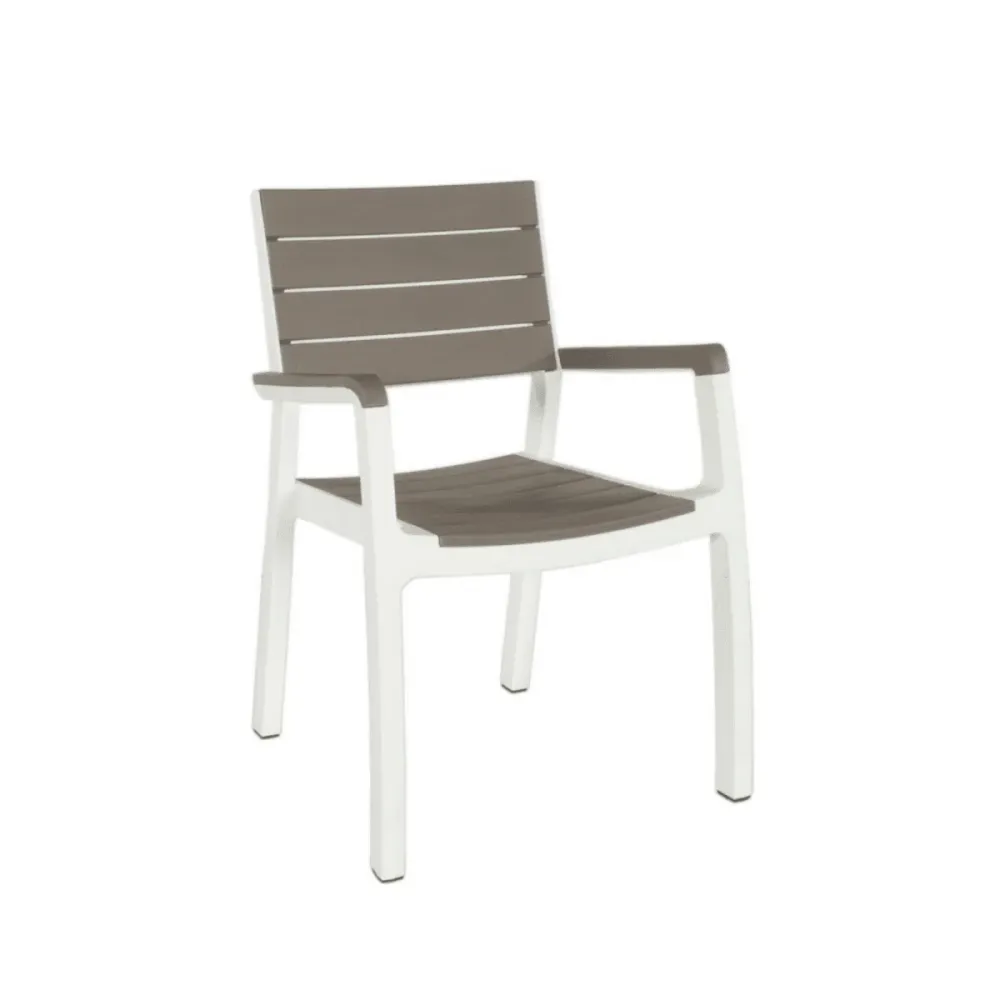 Set di sedie impilabili con braccioli "Harmony" resina effetto legno da giardino cm 58x58 86h Capaldo