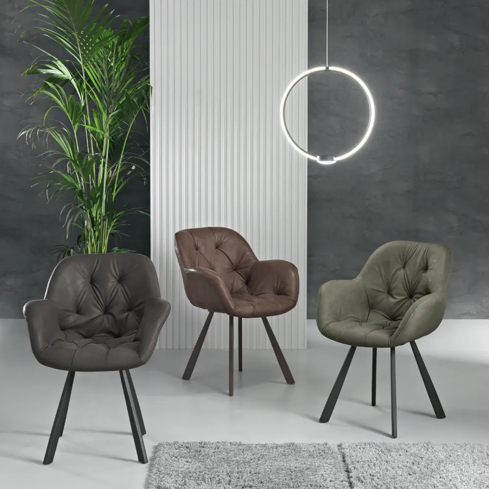 Sedie imbottite ecopelle soft touch "Town" moderne da soggiorno cm 66x65 85h Capodarte