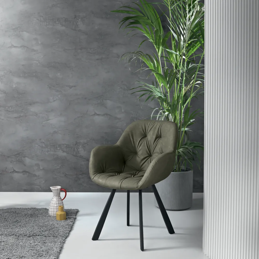 Sedie imbottite ecopelle soft touch "Town" moderne da soggiorno cm 66x65 85h Capodarte
