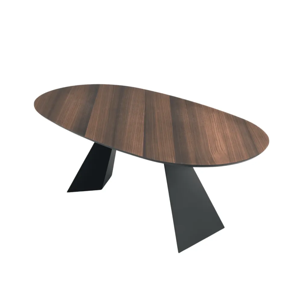 Tavolo fisso moderno da pranzo "Nargy" con base metallo e piano rovere cm 210x109 75h Capodarte