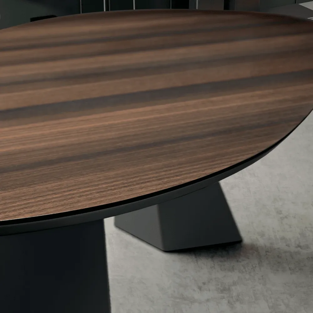Tavolo fisso moderno da pranzo "Nargy" con base metallo e piano rovere cm 210x109 75h Capodarte