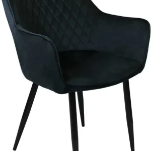 CARA - poltrona imbottita per sala da pranzo velluto cm 61 x 61 x 82 h Nero Milani Home