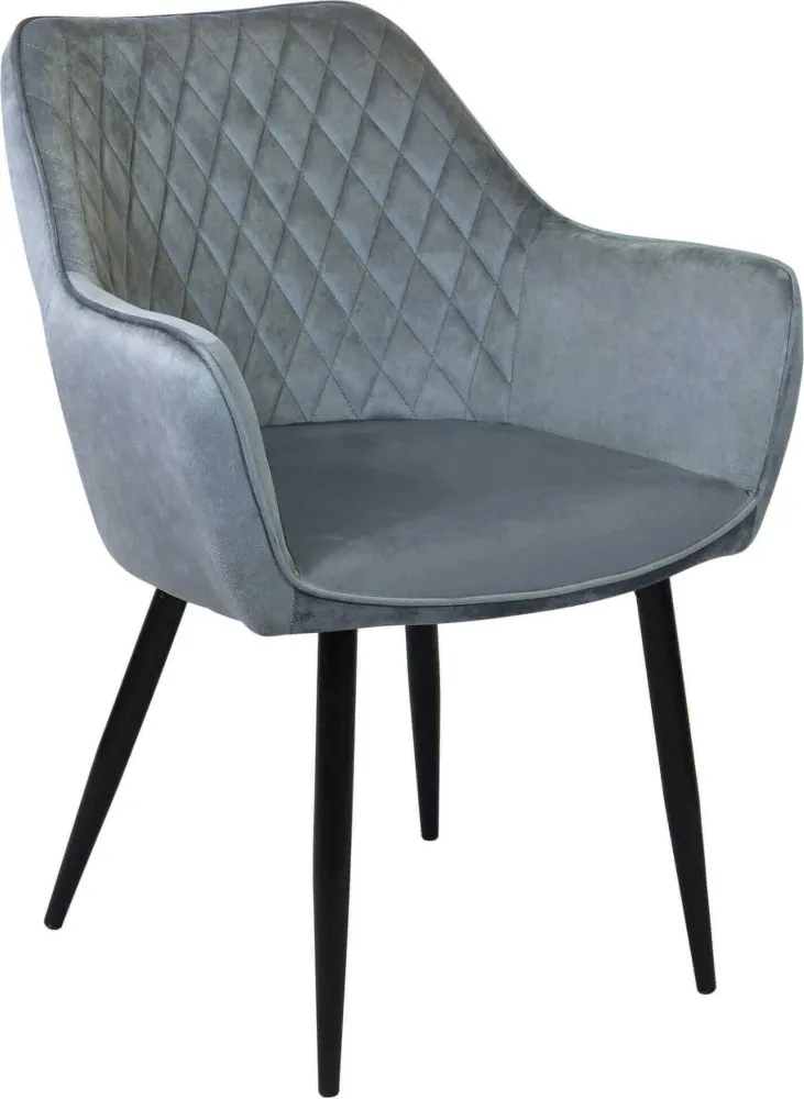 CARA - poltrona imbottita per sala da pranzo velluto cm 61 x 61 x 82 h Grigio Milani Home