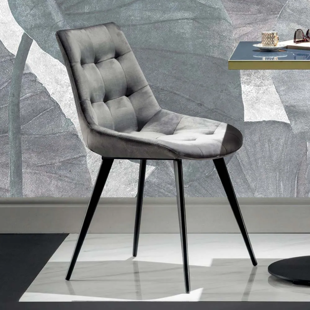 Carnaby 4G - Set da 2 Sedia moderna per soggiorno velluto grigio cm 49x56x81h