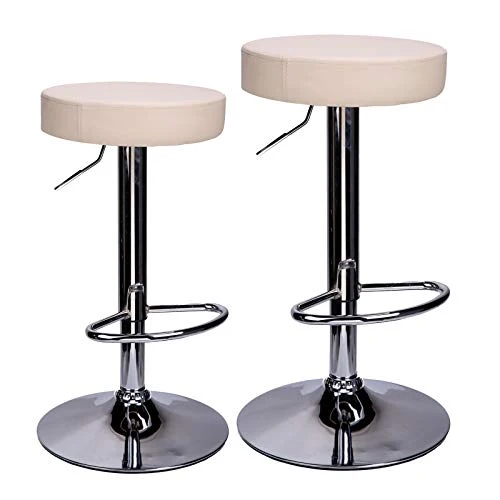 CCLIFE Set 2x /1x Sgabello Bar Regolabile Altezza(63-83) cm Sgabello Cucina Moderno con poggiapiedi, Colore:Beige, Dimensi...