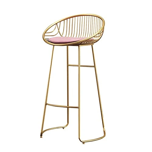 Sgabello da bar, sgabello alto, sedia da pranzo, sedia da cucina, sgabello da colazione, cuscino rosa/bianco, gambe metall...