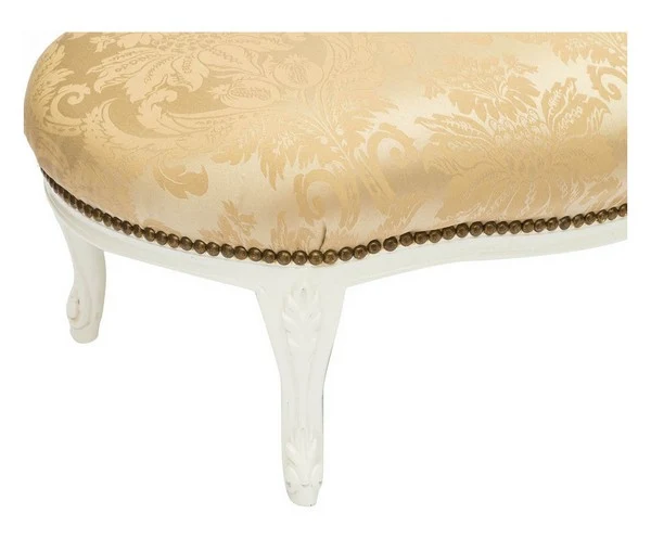 Chaise longue divanetto barocco legno colore bianco tessuto oro fiori gemme incastonate cm 105x60x95h