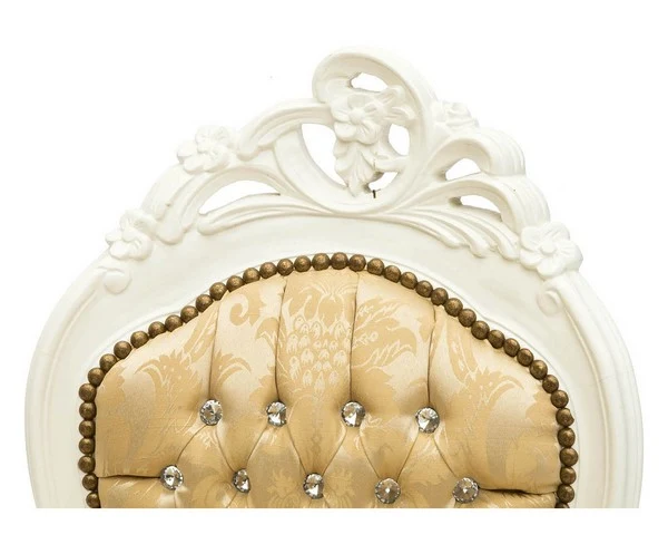 Chaise longue divanetto barocco legno colore bianco tessuto oro fiori gemme incastonate cm 105x60x95h