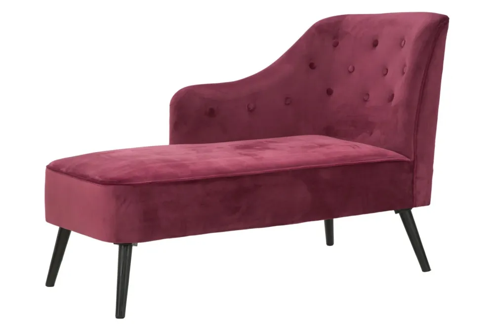 Chaise longue divanetto moderno da salotto tessuto bordeaux cm 132x62x90h