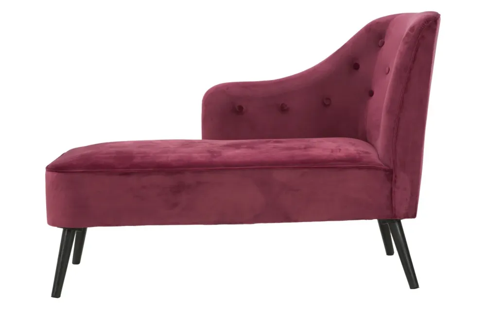 Chaise longue divanetto moderno da salotto tessuto bordeaux cm 132x62x90h