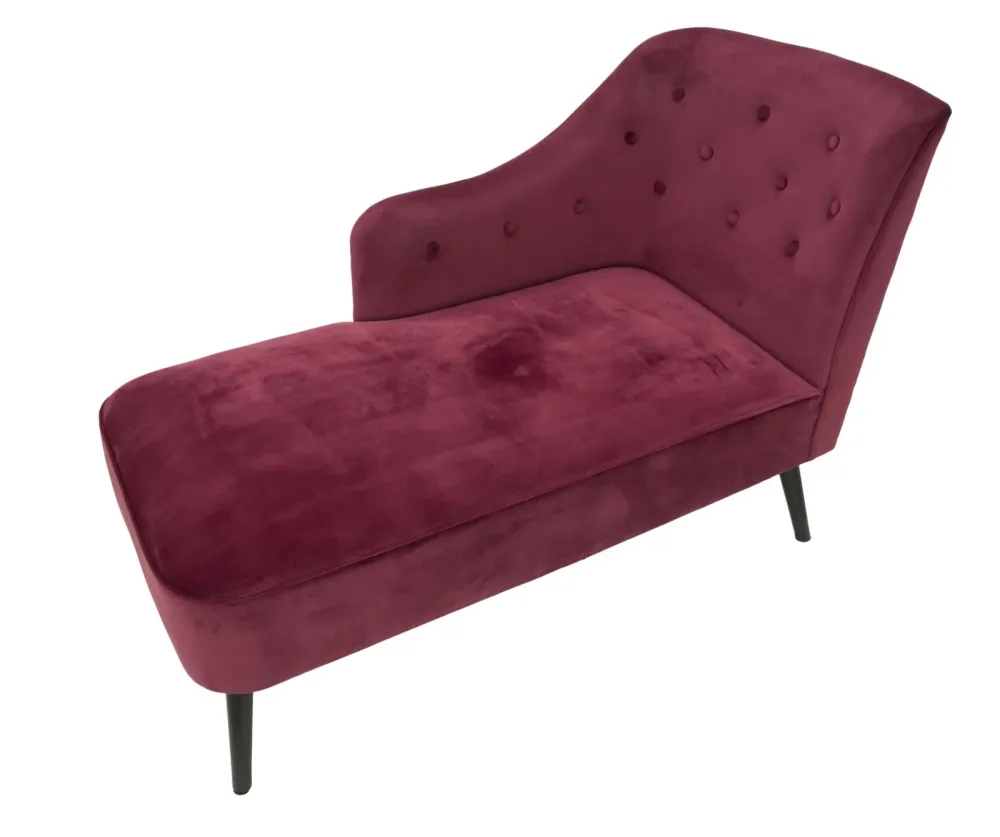 Chaise longue divanetto moderno da salotto tessuto bordeaux cm 132x62x90h