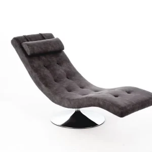 Chaise longue girevole da salotto rivestimento similpelle vintage cm 180x60x90h