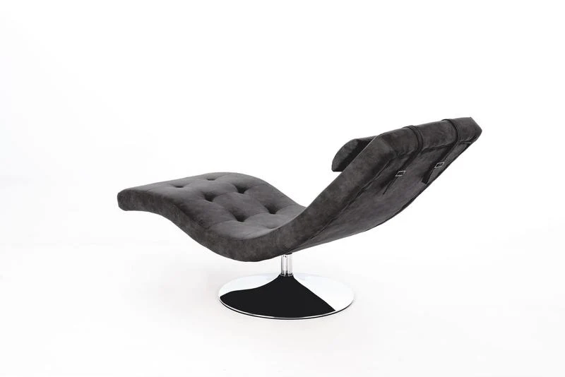 Chaise longue girevole da salotto rivestimento similpelle vintage cm 180x60x90h