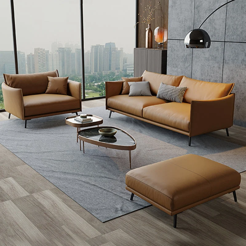 Divano standard con cuscini moderni Divano con braccioli quadrati alti da 29,53 pollici, Champagne Clearhalo