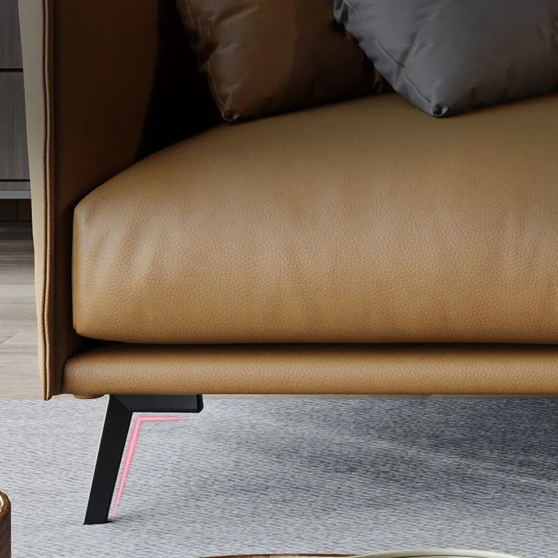 Divano standard con cuscini moderni Divano con braccioli quadrati alti da 29,53 pollici, Champagne Clearhalo