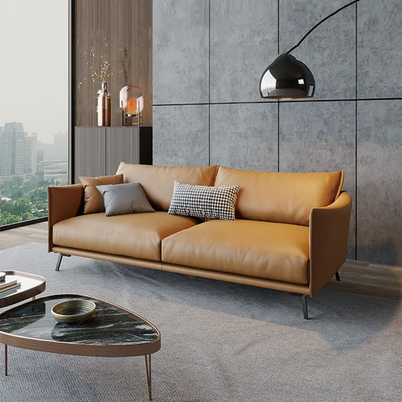 Divano standard con cuscini moderni Divano con braccioli quadrati alti da 29,53 pollici, Champagne Clearhalo