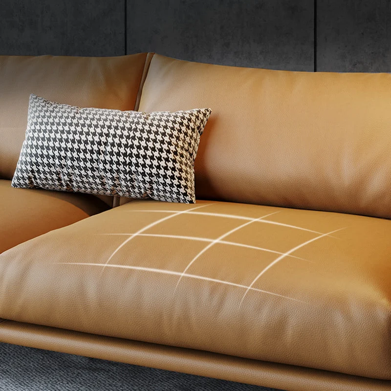 Divano standard con cuscini moderni Divano con braccioli quadrati alti da 29,53 pollici, Champagne Clearhalo