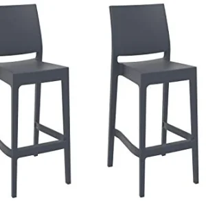CLP Set 2 Sgabelli Bar Maya Impilabili Polipropilene I Coppia Sedie Sgabello Alte Outdoor Con Schienale Alt 75CM, Colore:g...