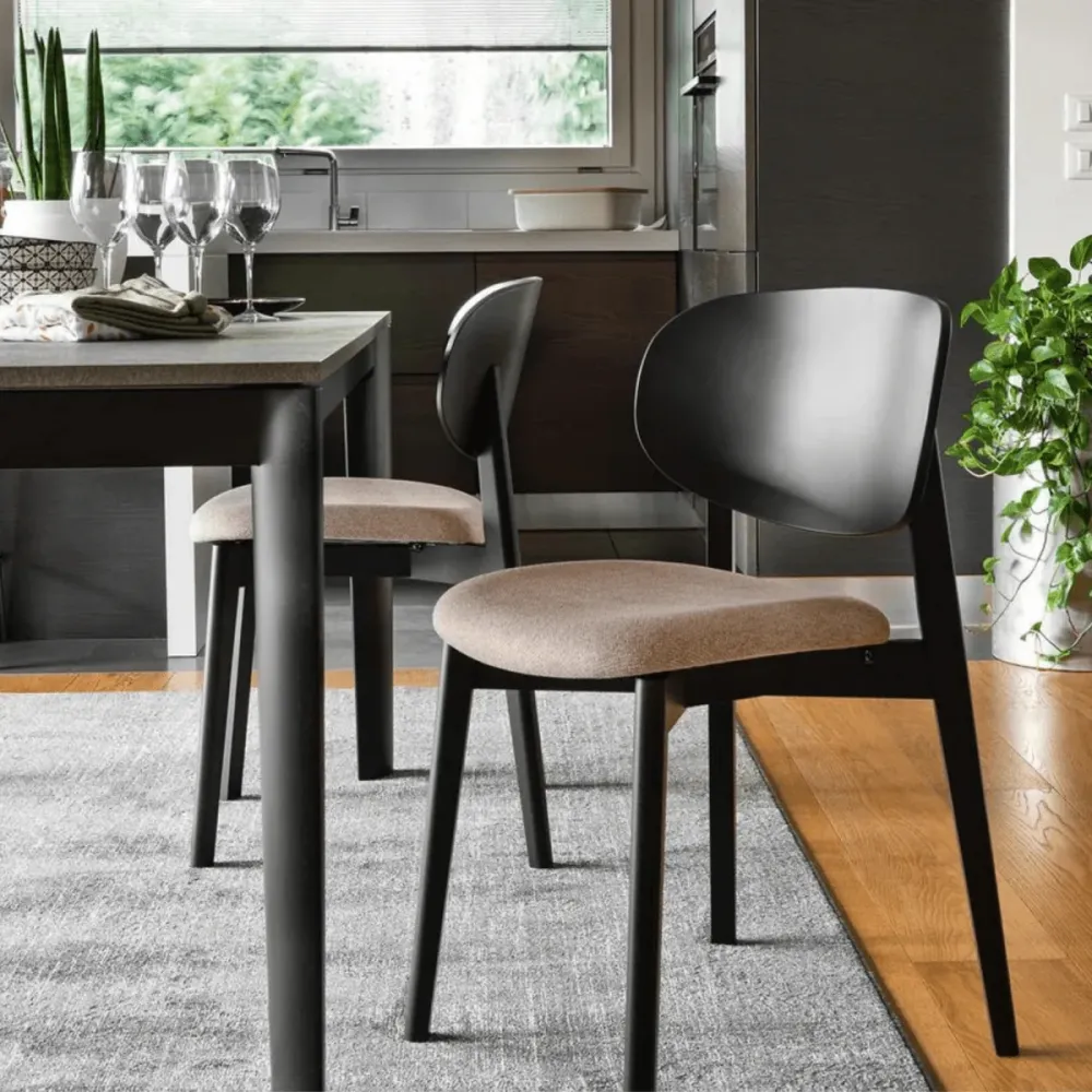 Set di sedie moderne da soggiorno "Eide" legno con seduta imbottita cm 48x50,5 81h Connubia