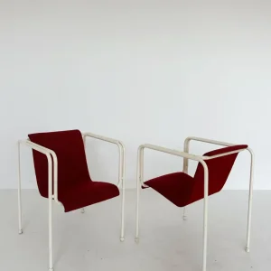 Coppia poltroncine tessuto rosso