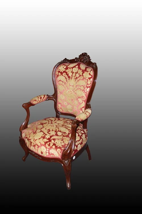 Coppia di poltrone Luigi Filippo con braccioli del 1800 legno di palissandro