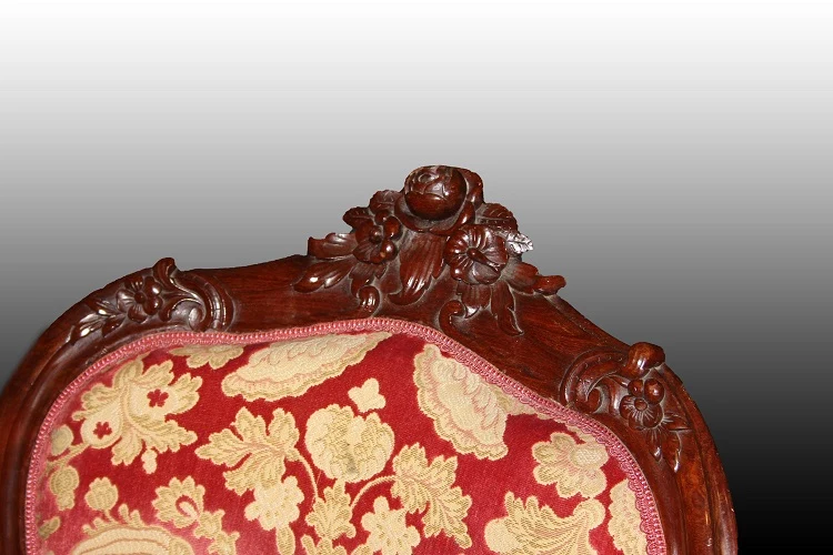 Coppia di poltrone Luigi Filippo con braccioli del 1800 legno di palissandro