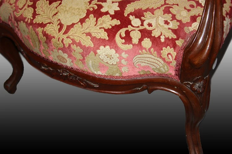 Coppia di poltrone Luigi Filippo con braccioli del 1800 legno di palissandro