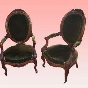 Coppia di poltrone Luigi Filippo di metà 1800 francesi