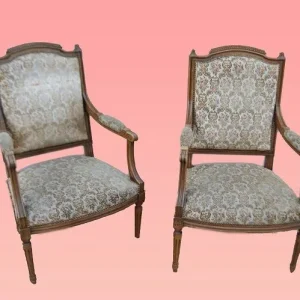 Coppia Poltrone Luigi XVI noce di fine 1800