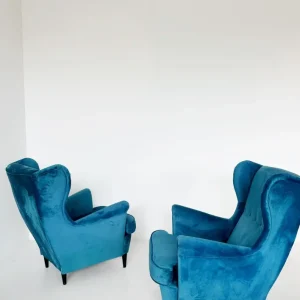 Coppia poltrone velluto color petrolio