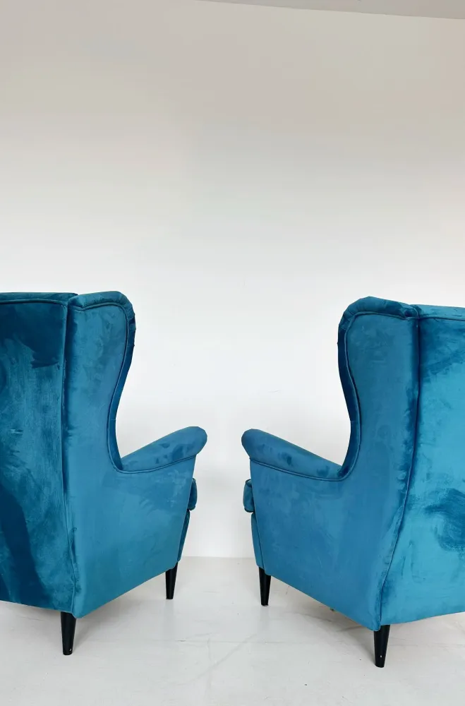 Coppia poltrone velluto color petrolio