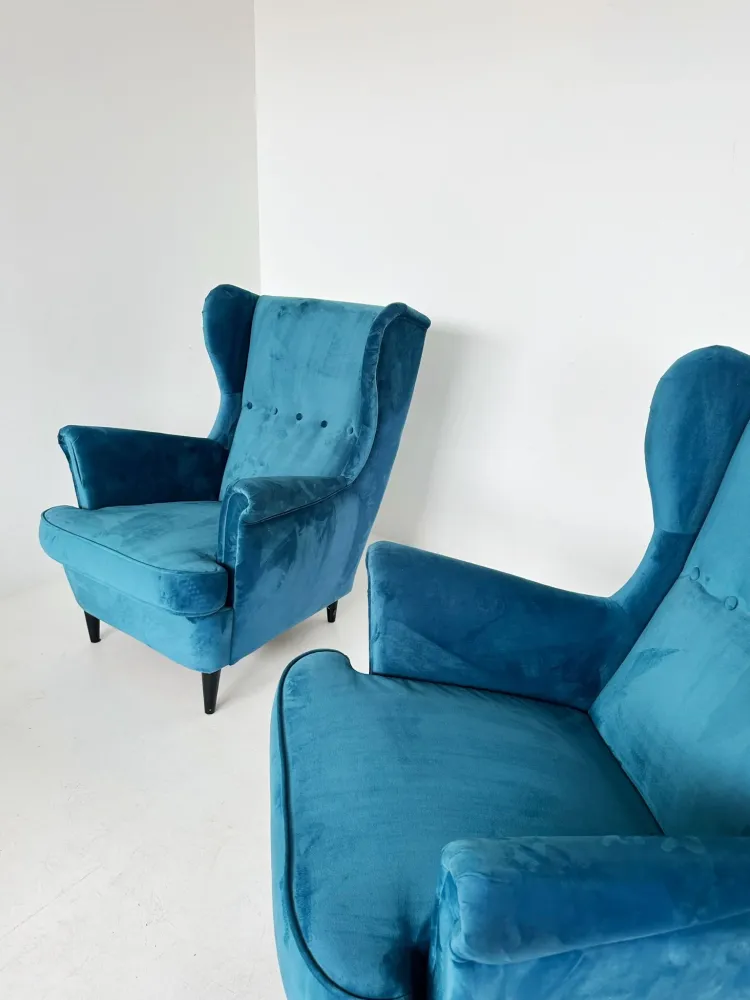 Coppia poltrone velluto color petrolio