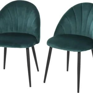 Coppia Sedia Velluto Sala da Pranzo Verde Bosco Schienale Ergonomico